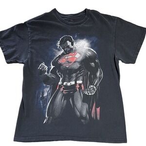 DC Comics Superman Tee Shirt M Medium Mens‎ Crew Neck Short Sleeve Black Cotton